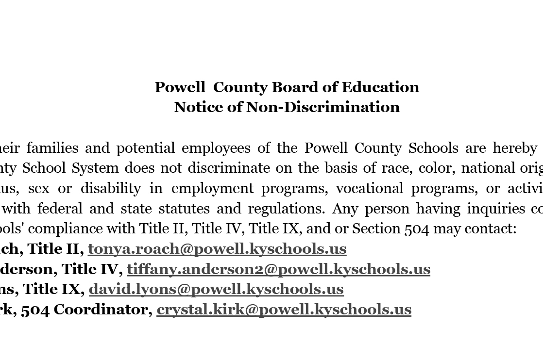 notice of non descrimination